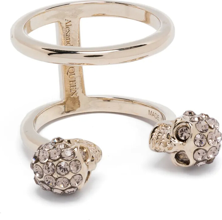 Alexander McQueen Twin Skull Double ring