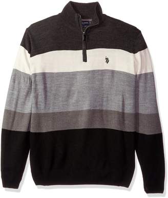 U.S. Polo Assn. Men's Double Striped 1/4 Zip Sweater