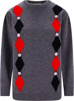 Wool sweater with floral embroideries 