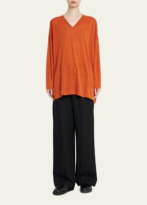 eskandar Long-Sleeve V-Neck T-Shirt (Long length)