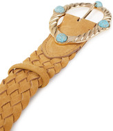 Thumbnail for your product : Alberta Ferretti Embellished Braided Suede Belt