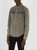 Thumbnail for your product : Givenchy Point Collar Washed Denim Shirt - Mens - Grey