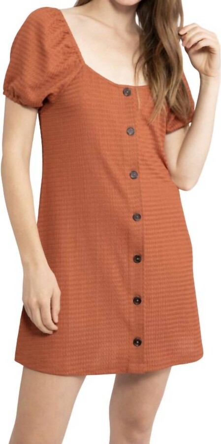 Button Up Knit Dress In Earth