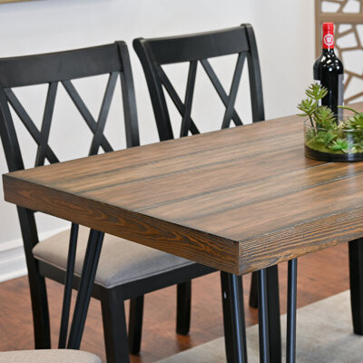 Latitude Run Arroyo 7-Piece Dining Set With Hairpin Table And Cross-Back Chairs For A Comfortable And Functional Dining Experience
