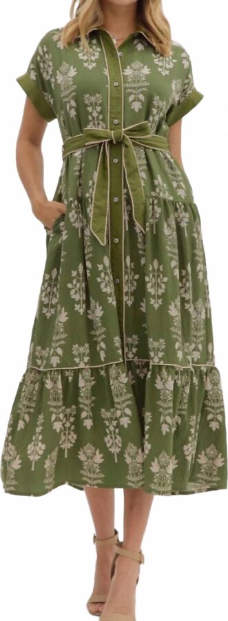 Entro Lassie Midi Dress In Green