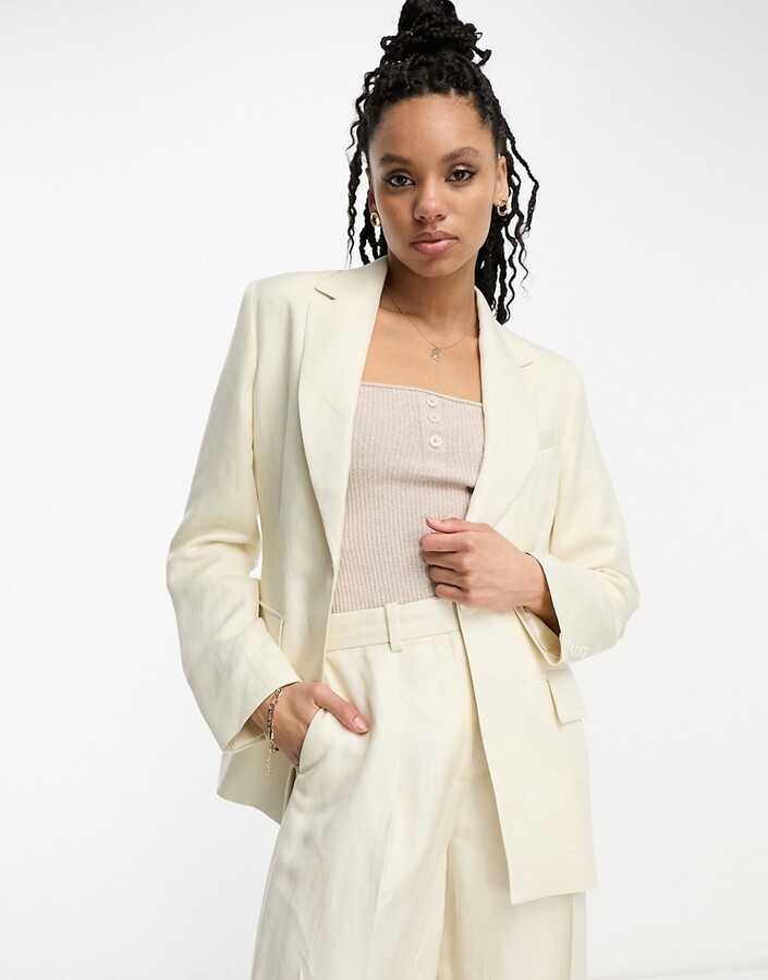 And other stories & co-ord linen blend blazer in off white - ShopStyle