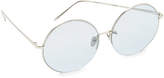 Thumbnail for your product : Linda Farrow Luxe 18k White Gold Plate Round Oversized Sunglasses