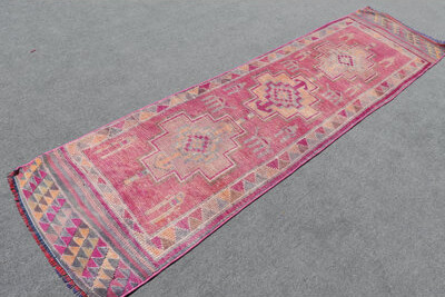 Bungalow Rose Vintage Pink Turkish Herki Runner Rug - Ideal for Home Decor and Anatolian Style Spaces