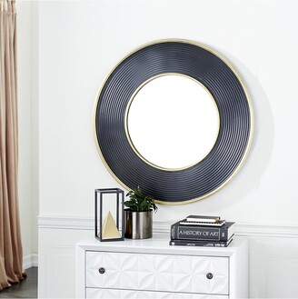 CosmoLiving by Cosmopolitan Black Metal Wall Mirror With Fluted Frame