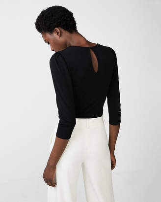 Express Solid Puff Sleeve Top
