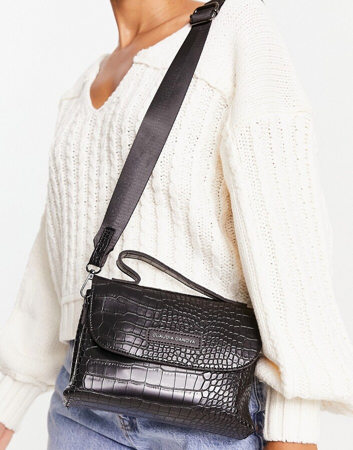 Claudia Canova top handle grab bag in black moc croc ShopStyle