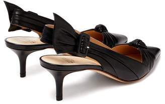 Francesco Russo Knotted Leather Kitten Heel Pumps - Womens - Black