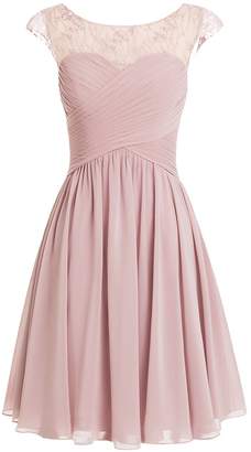 Cdress Women's Short Bridesmaid Dresses Chiffon Appliques Prom Dress Party Formal Gowns USW