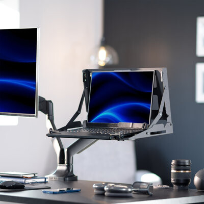 Vivo Wall and VESA Mounted Flip Down 13” to 17” Laptop Holder Notebook Tray