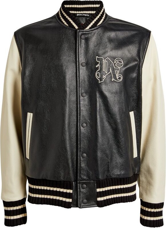 ジャケット・アウター palm angels LEATHER VARSITY JACKET Palm Angels Leather Varsity Bomber Jacket - ShopStyle palm angels