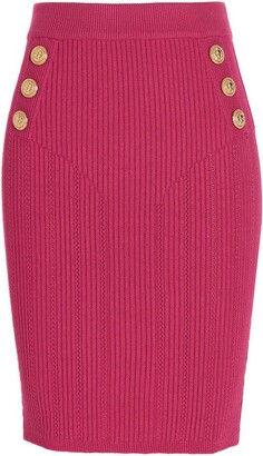 Balmain Knitted Pencil Skirt in Pink Womens Skirts Balmain Skirts 