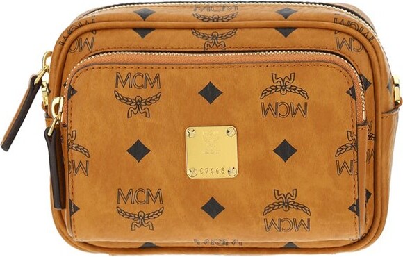 MCM Visetos Logo Plaque Crossbody Bag