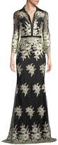 Thumbnail for your product : Badgley Mischka Collared Floral Lace Shirt Dress