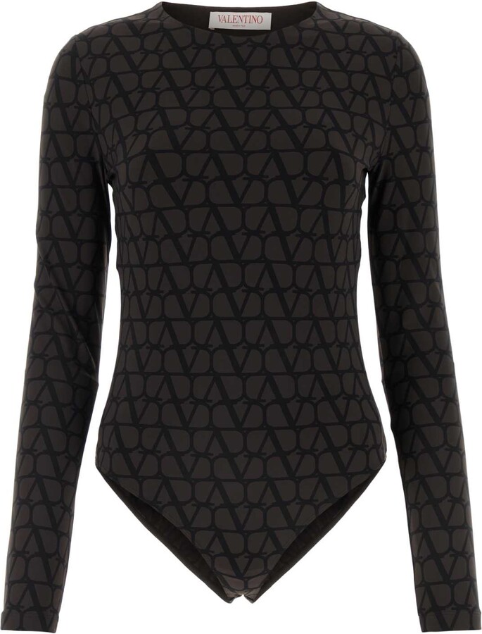 Tシャツ・カットソー VALENTINO GARAVANI Embroidered Stretch Nylon Blend Bodysuit Valentino Garavani Toile Iconographe Bodysuit - ShopStyle