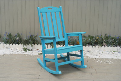 August GroveÂ® Oversized Rocking Chair With Wood-Texture Outdoor Rocking Chair For Adults All Weather Resistant Porch Rocker For Lawn Garden