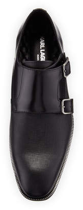 Karl Lagerfeld Paris Men's Double Monk Slip-On Dress Shoes