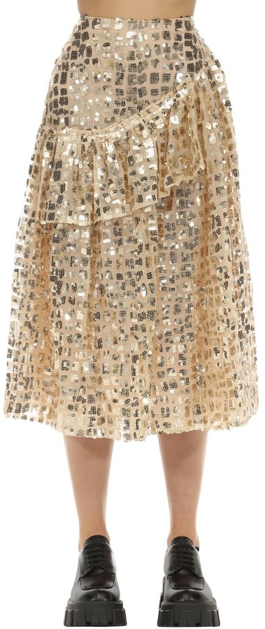 sequin flare skirt