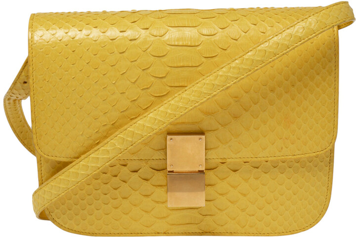 Céline Salmon Karung Snake Leather Medium Classic Box Bag
