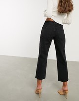 Thumbnail for your product : ASOS Petite DESIGN Petite high rise stretch 'slim' straight jeans in black