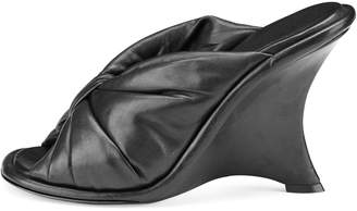 Balenciaga Bow Leather Wedge Sandal, Noir