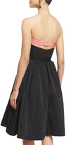 Thumbnail for your product : Oscar de la Renta Strapless Two-Tone Cocktail Dress, Black/Sorbet
