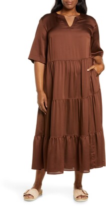 Lafayette 148 New York Selma Tiered Midi Dress