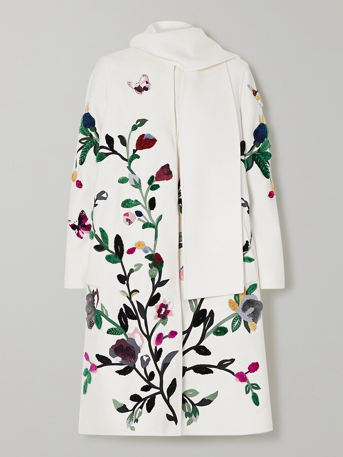 Wool Coat Valentino Floral Coat Valentino Garavani Embroidered