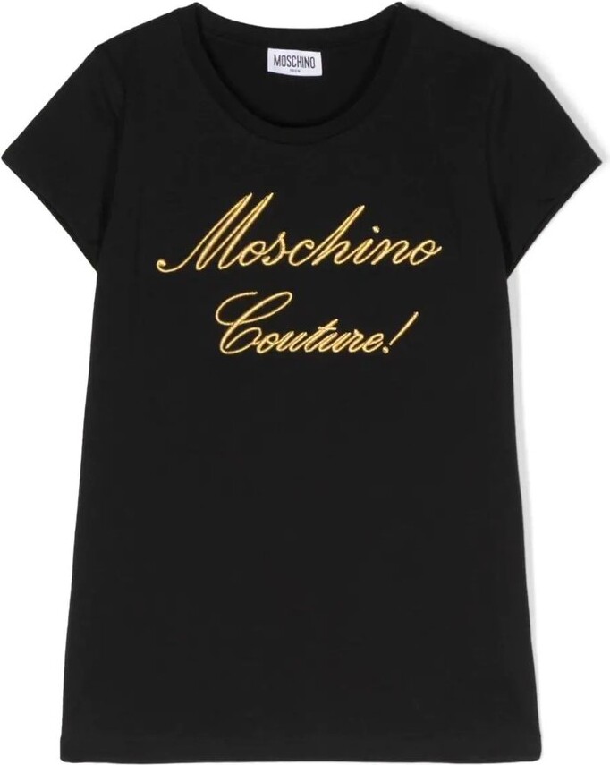 MOSCHINO BAMBINO Logo Embroidered Crewneck T-Shirt