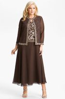 Thumbnail for your product : J Kara Sheer Beaded Chiffon Gown with Jacket (Plus)