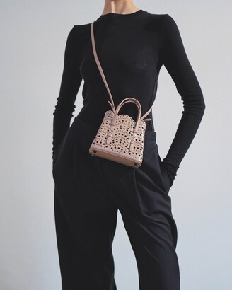 Alaia Mina 16 vienne vague beige leather tote bag - ShopStyle