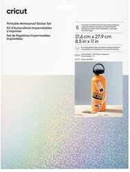 Cricut® Printable White US Letter Waterproof Holographic Sticker Set