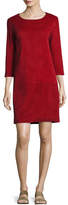 Thumbnail for your product : The Row Rina Stretch-Suede 3/4-Sleeve Shift Dress, Crimson