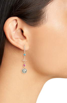 Marlo Laz Elixir Single Linear Pearl, Diamond & Stone Drop Earring