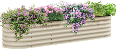 Ebern Designs 7.9' X 2' 1.4' Galvanized Raised Garden Bed Kit Outdoor Metal Planter With Seal For Flower Herb & Veggie Cultivation Cream Modular Construction P