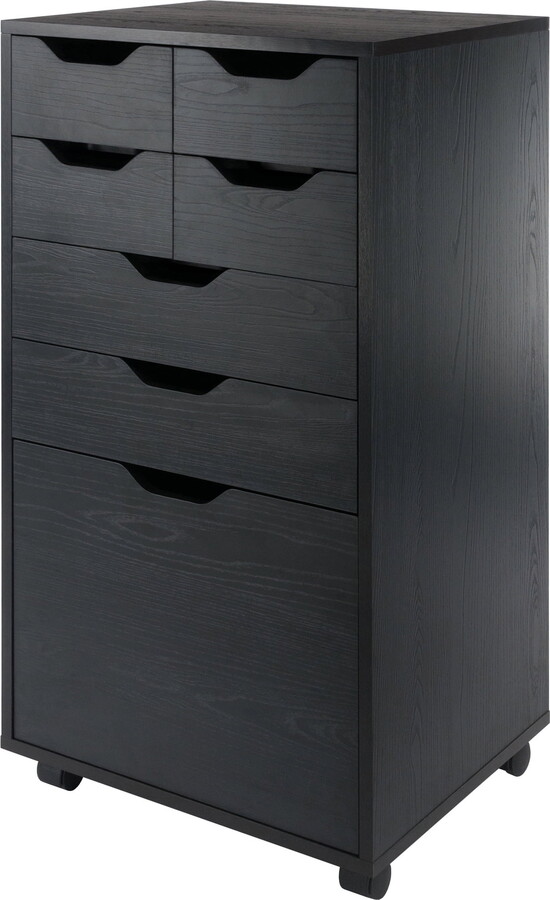 Winsome Halifax Bins & Drawers Multi-Storage Tall Mobile Cabinet 20719, Black Finish