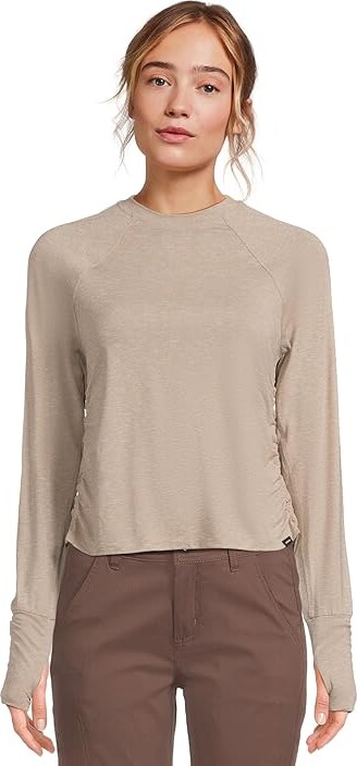Prana Sol Searcher LS Crew Women's Sweatshirt Shroom : MD Elastane/Polyester