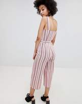 Thumbnail for your product : Miss Selfridge Stripe Culotte Tie Waist Jumpsuit
