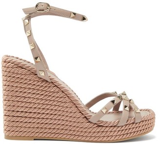 nude leather wedge sandals