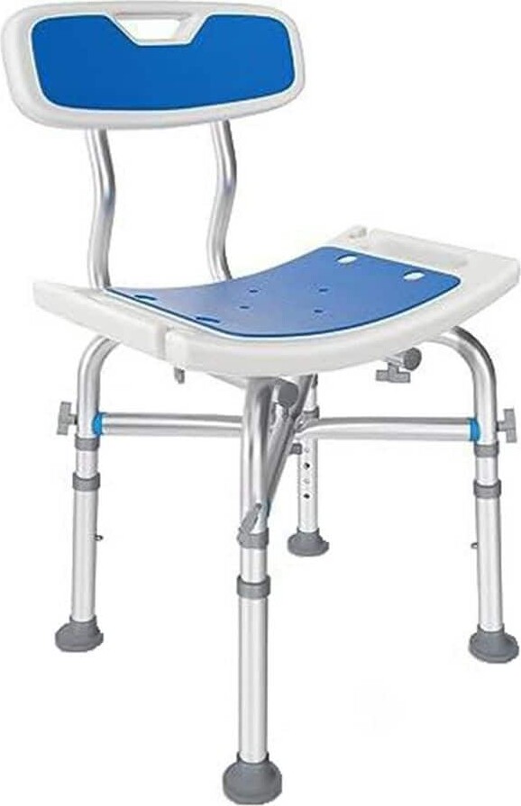 Aoibox Heavy Duty Shower Chair 17.3 in. W Height Adjustable Anti-Slip Aluminum Bath Seat with EVA Pad for Elderly White