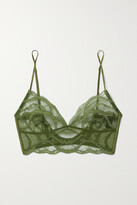 Thumbnail for your product : Kiki de Montparnasse Leche Moi Corded Stretch-lace Soft-cup Triangle Bralette - Green