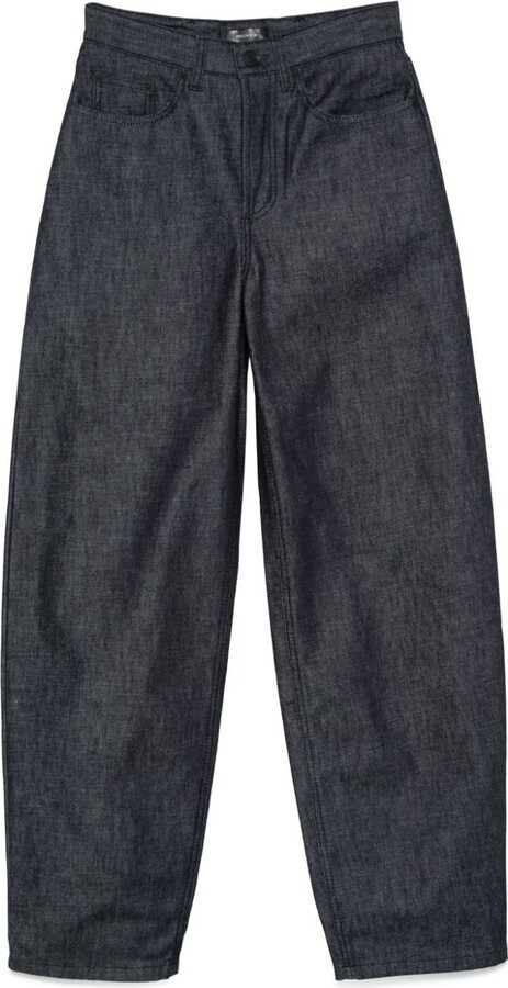 Thierry Mugler Blue Lace-Up Wide-Leg Jeans