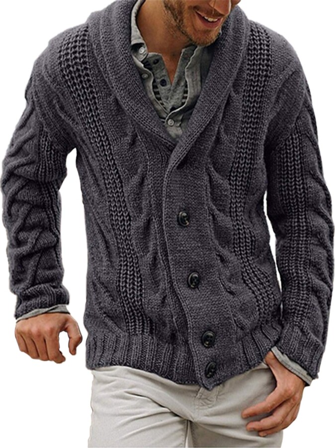 dark grey cable knit cardigan