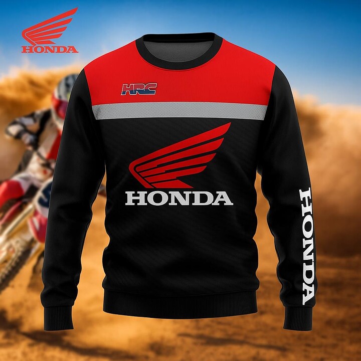 Honda Quick Dry Motorcycle Jersey For Men Long Sleeve Breathable Riding T-Shirt For Dirt Bike Off Road Racing Use Motor Cycle