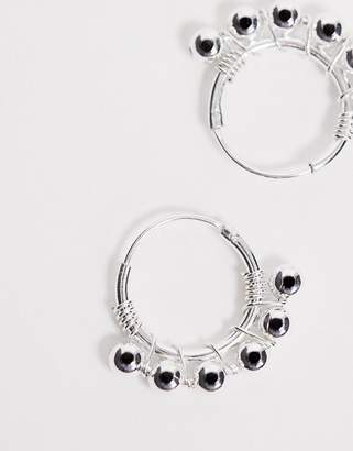 Kingsley Ryan sterling silver ball detail hoop earrings