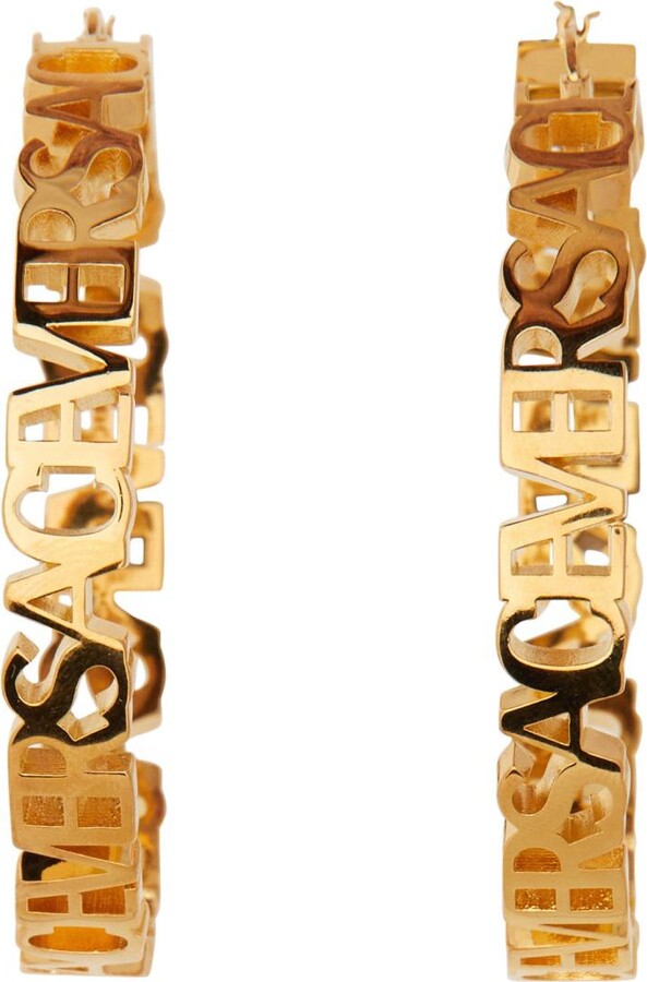 Versace Logo Hoop Earrings ShopStyle